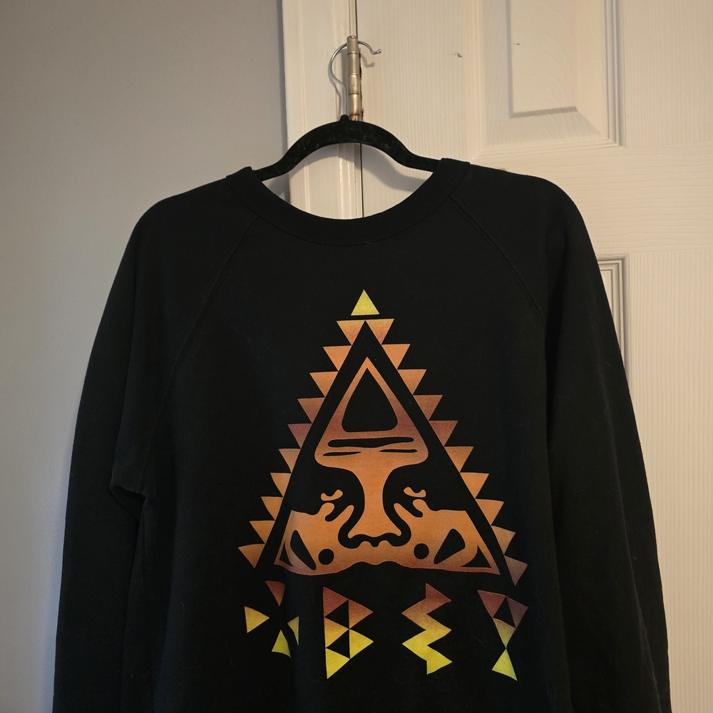 Obey Black Crewneck Sweatshirt with Sunset Gradient Tribal Triangle